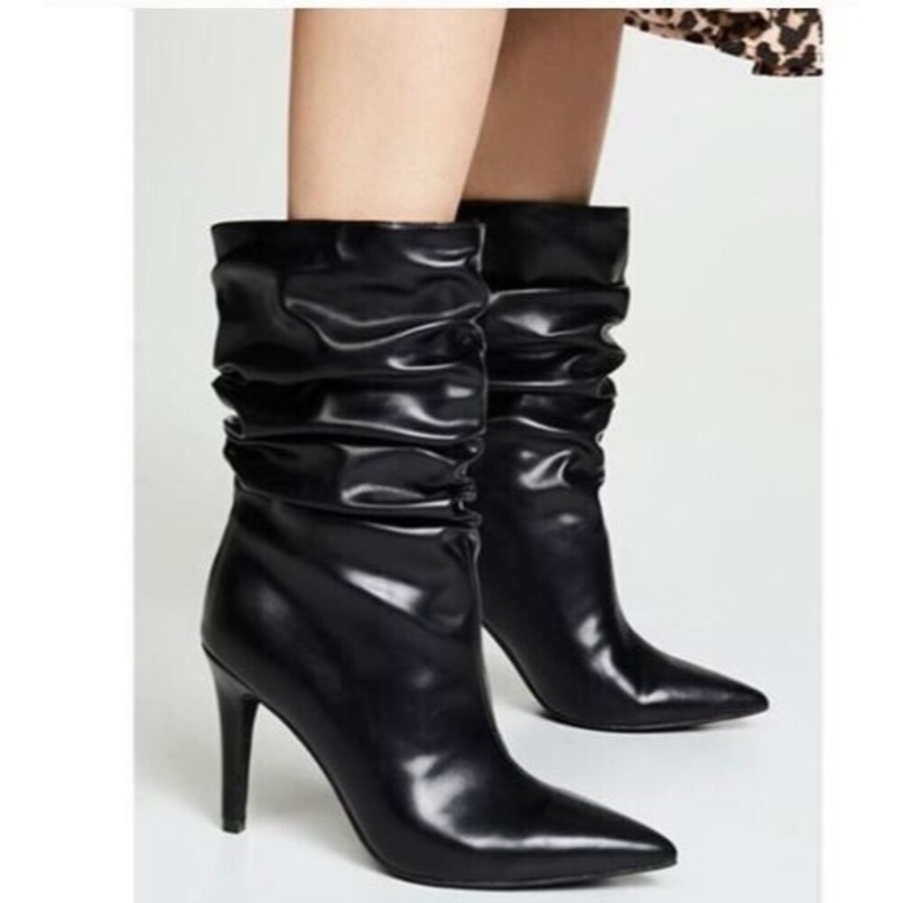 Jeffrey Campbell Black Slouchy Pointed-Toe Stiletto Booties